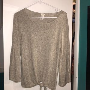 Tie front bell sleeve top